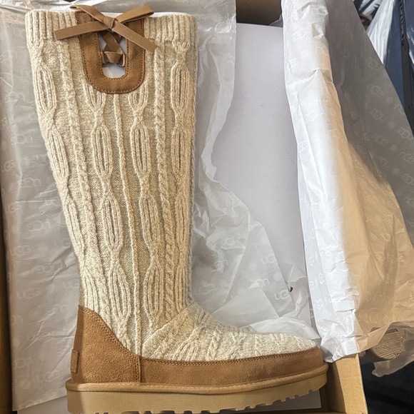 UGG Cream Cable Knit Tall Boots - Picture 2 of 2